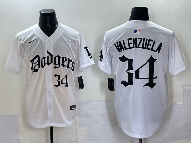 Men Los Angeles Dodgers  #34 Valenzuela white Nike 2025 MLB jersey 005->los angeles dodgers->MLB Jersey
